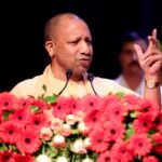 UP CM Yogi Adityanath addresses public gathering from dias.