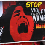 Manipur girl crying with a playcard written stop Violence