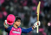 Indian Cricketer Vaibhav Sooryavanshi wrapped in IPL rajasthan royals uniform
