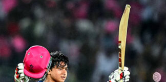 Indian Cricketer Vaibhav Sooryavanshi wrapped in IPL rajasthan royals uniform